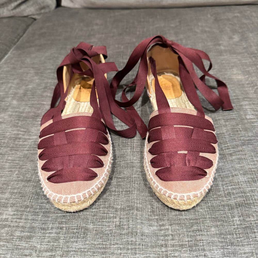 Castañer Lace Up Ribbon Espadrille Ballet Flats ,Size EU 36
